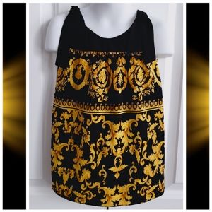 Black & Gold Faux Silk Blouse